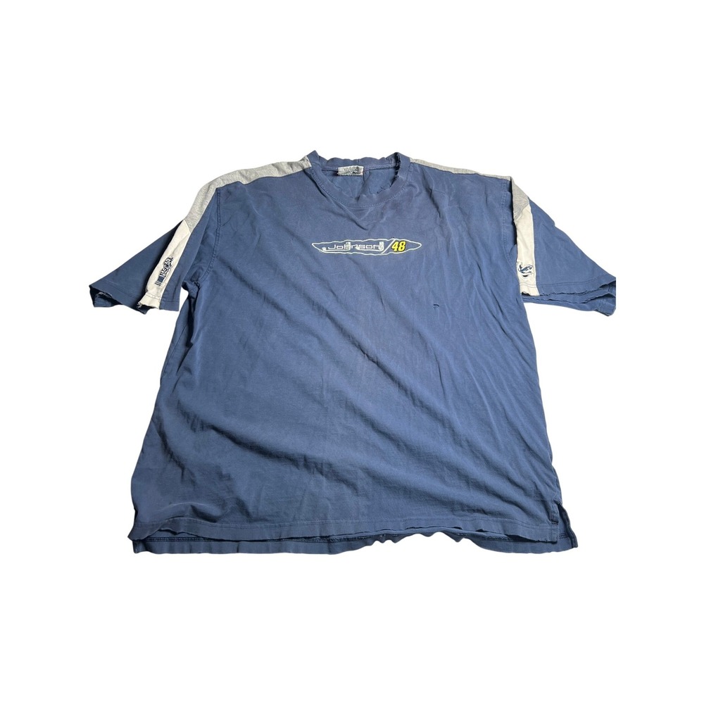 Chase Authentics NASCAR Jimmie Johnson 48 T-Shirt Mens 2XL Blue Distressed Vtg‎